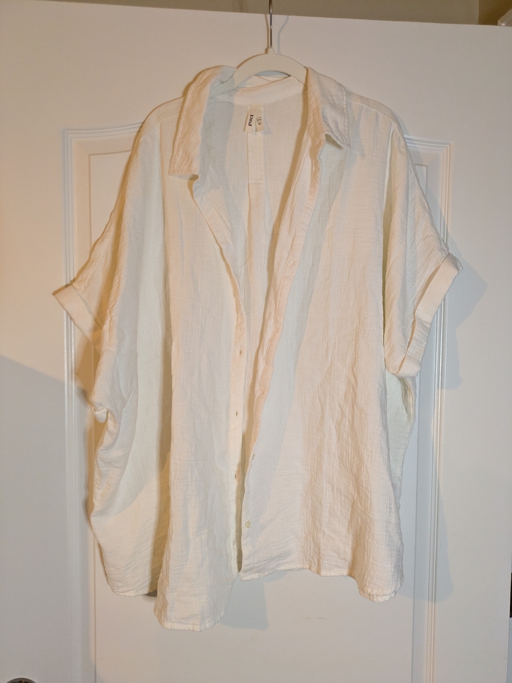 Lightweight Cream Button-Up Swim Coverup Shirt